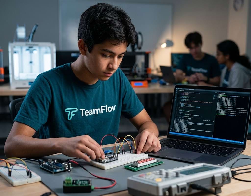 Students working on TeamFlow